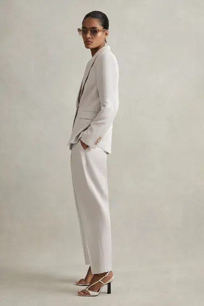 Reiss Light Grey Petite Tapered Suit Trousers With Tencel™ Fibers