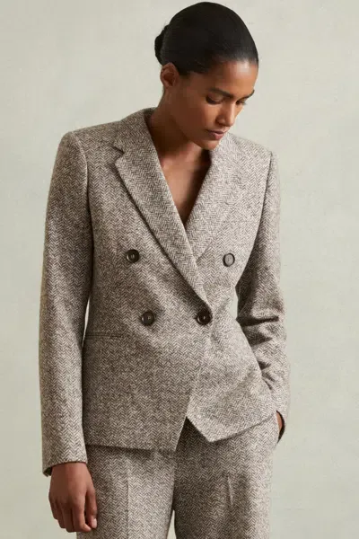 Reiss Grey Belle Wool And Cotton-blend Tweed Suit Jacket