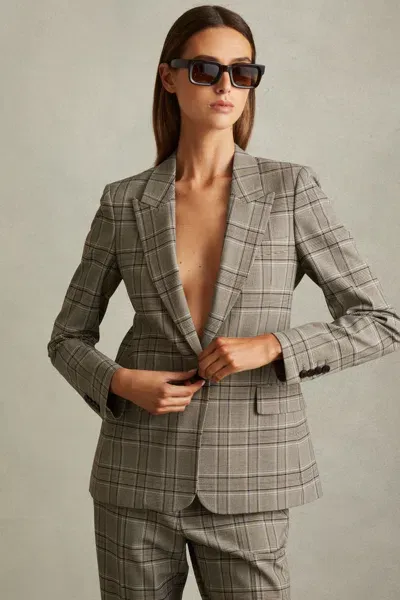 Reiss Grey Check Checked Slim Fit Suit Blazer