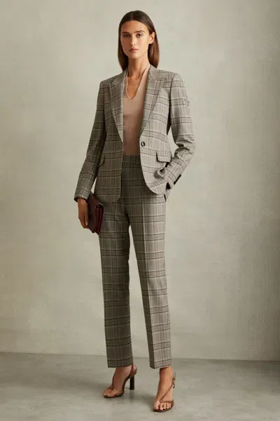 Reiss Grey Check Checked Slim Fit Suit Trousers