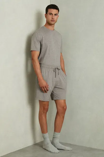 Reiss Grey Melange Drawstring Waist Jersey Shorts In Gray