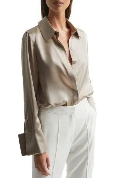 Reiss Women's Haley Silk Button-front Shirt In Champagne