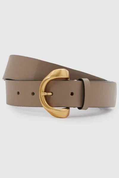 Reiss Taupe Indie Leather Twisted Buckle Belt