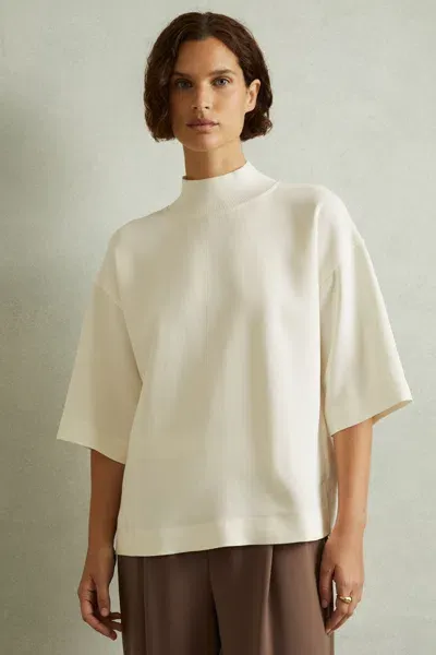 Reiss Ivory Oversized Rib Neck T-shirt