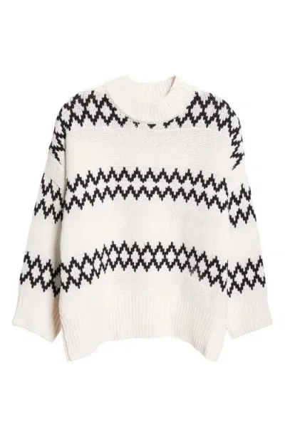 Reiss Ivy Wool Blend Fair Isle Sweater In Cream/black