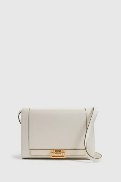 Reiss Off White Soft Leather Crossbody Bag