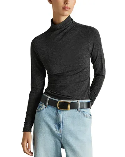 Reiss Black Hazel Cashmere Roll Neck Top