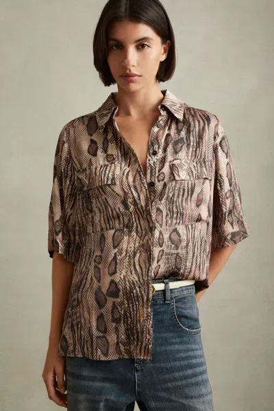 Reiss Neutral Snake Print Shirt