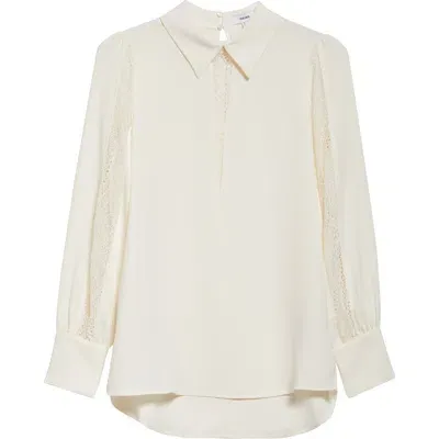 Reiss Renata Lace Trim Shirt In Cream