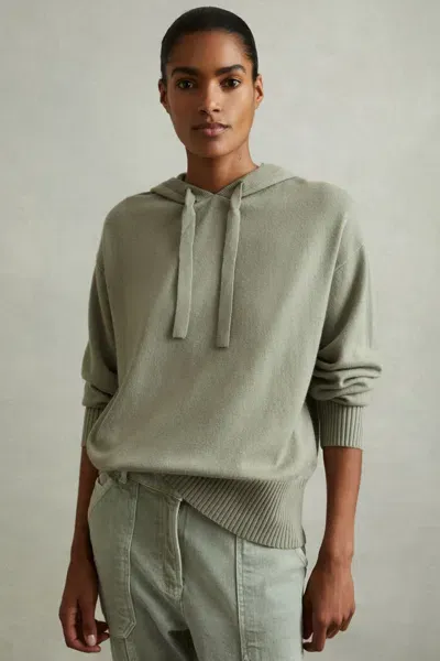 Reiss Sage Sammie Wool Blend Drawstring Hoodie With Cashmere