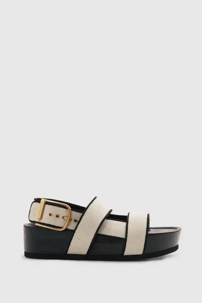 Reiss Black Strappy Chunky Canvas Sandals