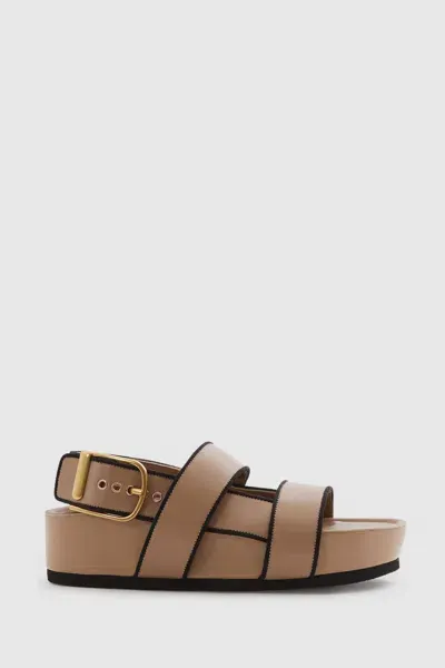 Reiss Tan Strappy Chunky Leather Sandals