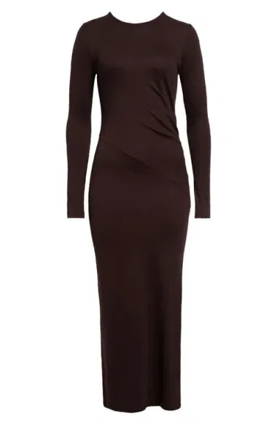 Reiss Sloane Long Sleeve Wool Body-con Dress In Berry