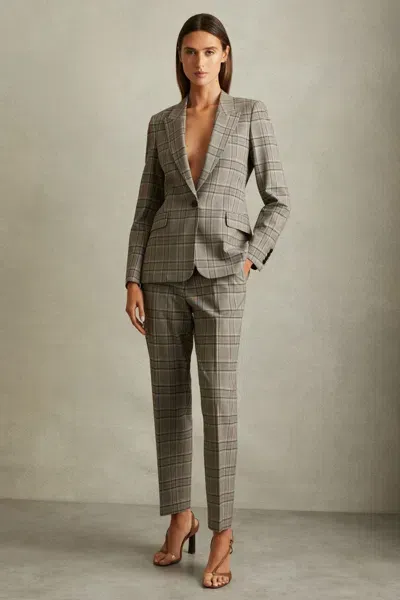 Reiss Grey Check Tamy Petite Checked Slim Fit Suit Blazer