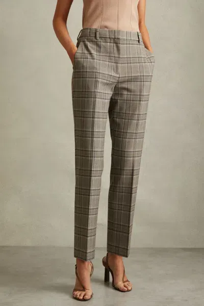 Reiss Grey Check Petite Checked Slim Fit Suit Trousers