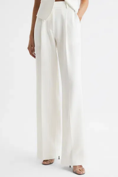 Reiss White Crepe Wide Leg Trousers