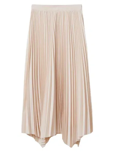 Reiss Neutral Striped Pleated Midi Skirt In Blush