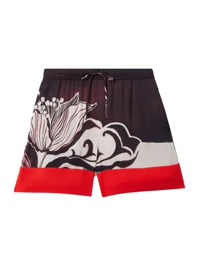 Reiss Women's Fallon Printed Satin Drawstring Shorts In Red Cream