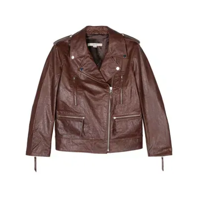 Remain Birger Christensen Biker Leather Jacket In Brown