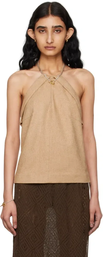 Remain Birger Christensen Tan Halter Neck Tank Top In Tigers Eye