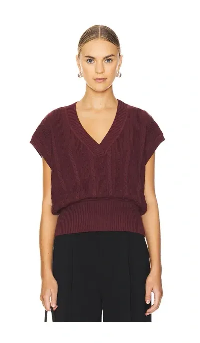 Remain Cable Knit Vest In Bordeaux