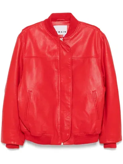 Remain Leather Bomber Jacket In Red