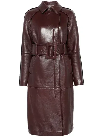 Remain Leather Coat In Red