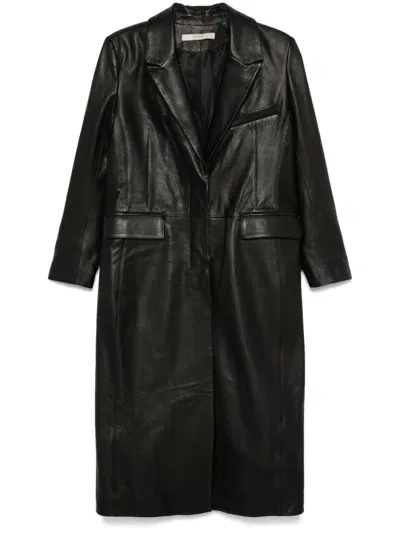 Remain Leather Coat In Schwarz