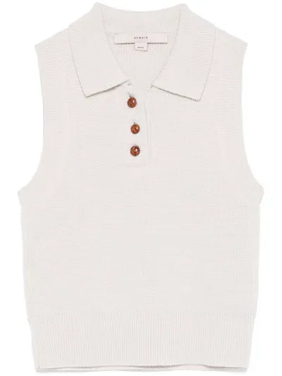 Remain Merino Wool Polo Top In White