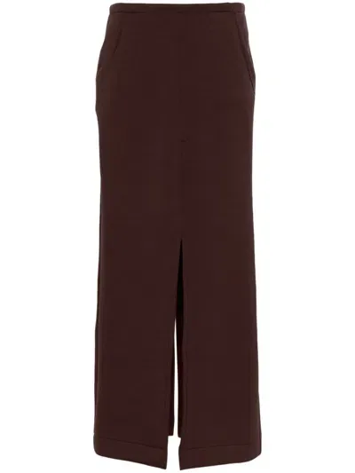 Remain Pencil Midi Skirt In Brown