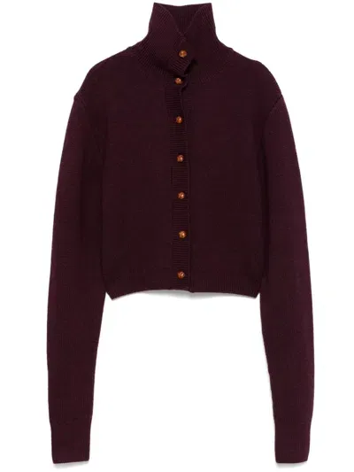 Remain Wool Cardigan In Bordeaux