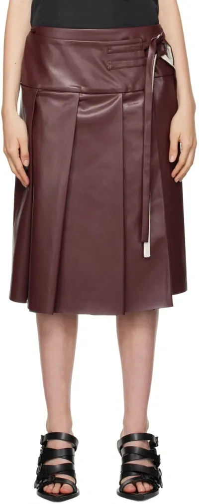 Renaissance Renaissance Burgundy Linda Faux-leather Midi Skirt In Red Leather