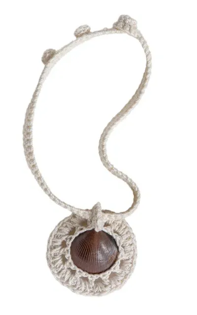 Renata.q Cockle Crocheted Seashell Pendant Necklace In Brown