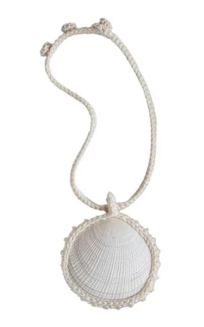 Renata.q Lucin Crocheted Seashell Pendant Necklace In White