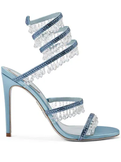 René Caovilla Chandelier 105mm Crystal-embellished Sandals In Blue