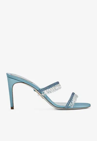 René Caovilla Chandelier 105mm Crystal-embellished Mules In Blue