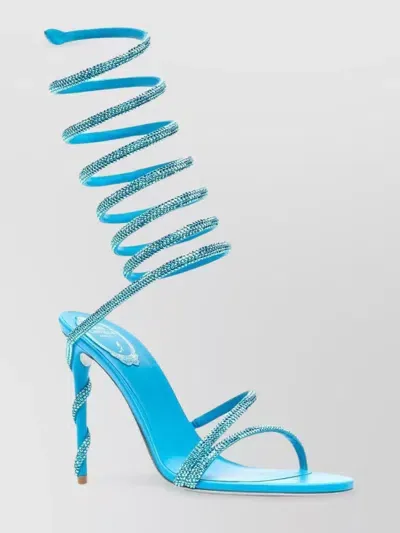 René Caovilla Crystal Embellished Heel Sandals In Blue