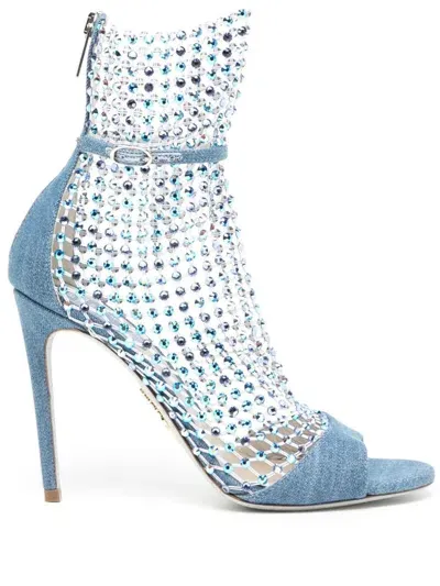 René Caovilla Galaxia 90mm Denim Sandals In Blue