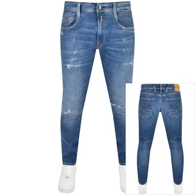 Replay Anbass 573 Slim Fit Mid Wash Jeans In Blue