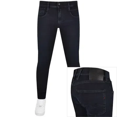 Replay Anbass Hyperflex Slim Fit Jeans Dark Wash In Blue