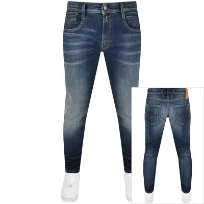 Replay Anbass Slim Fit Mid Wash Jeans Blue