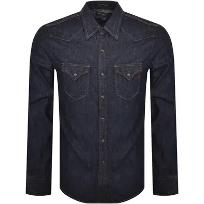 Replay Denim Look Long Sleeved Shirt Blue