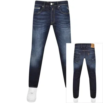 Replay Grover Straight Fit Dark Wash Jeans Blue