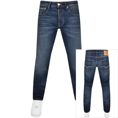 Replay Grover Straight Fit Jeans Mid Wash Blue