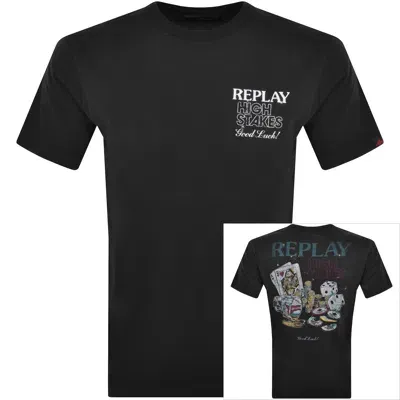 Replay Logo T Shirt Black