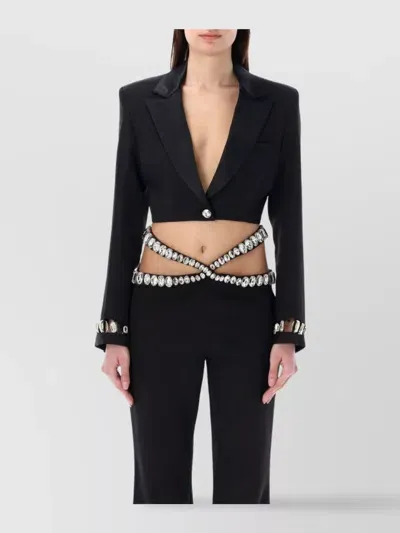 Retroféte Tyla Crystal-embellished Cropped Blazer In Black