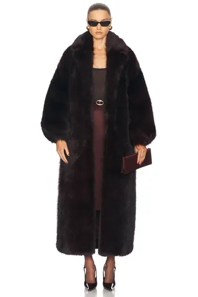 Retroféte Dasha Faux Fur Jacket In Red Brown