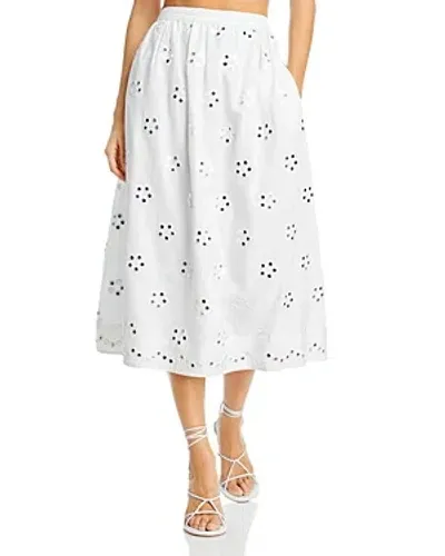 Rhode Aaron Mirror Eyelet Midi Skirt In White Mirror Daisy