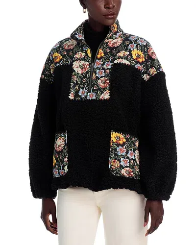 Rhode Liv Floral Print Sherpa Jacket In Ink Blossoming Canopy