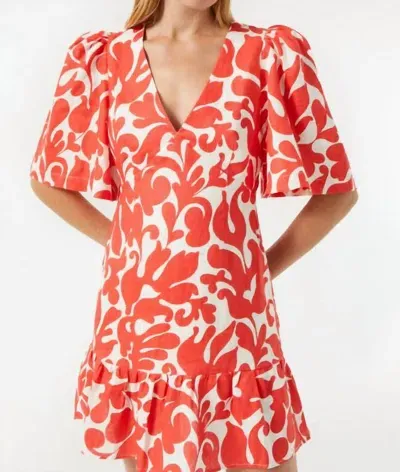 Rhode Mariana Printed Dress In Red Caspian Lagoon Grande